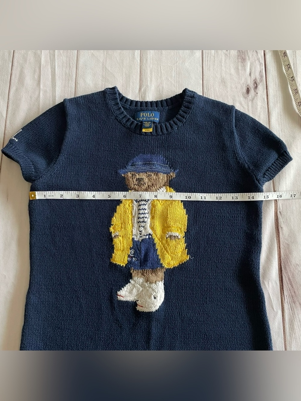 Polo Ralph Lauren Kid's Girls Blue Polo Bear Sweater Dress Size M (8-10) Blue - Picture 14 of 16